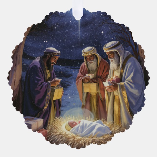 Traditional Three Wise Men Nativity Ornament Card (Front)