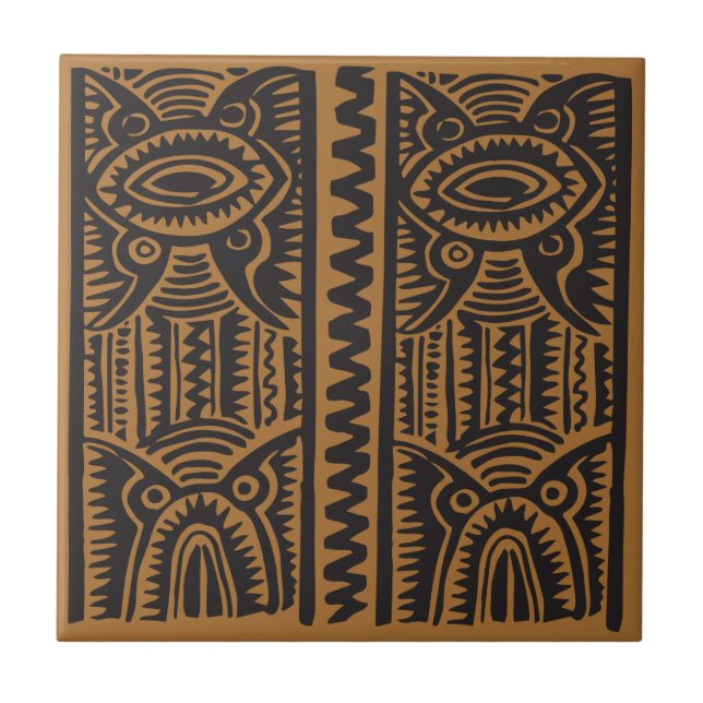 Traditional Tiki Pattern with brown Ceramic Tile (Front)