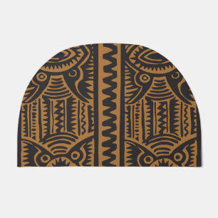 Traditional Tiki Pattern with brown Doormat