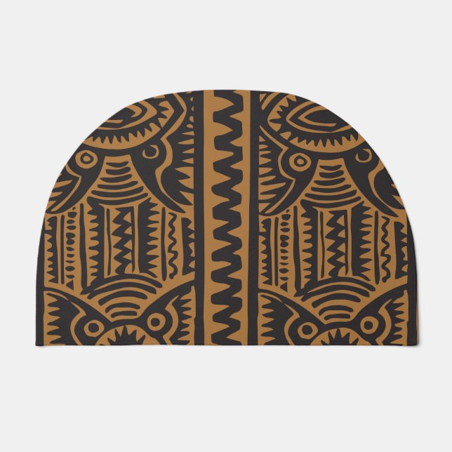 Traditional Tiki Pattern with brown Doormat (Front)