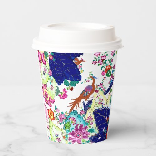 Traditional Tobacco Leaf Pattern Flowers  Birds Paper Cups