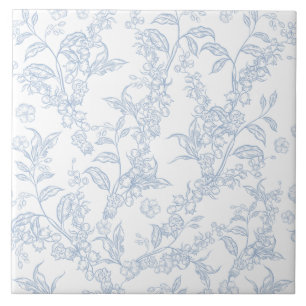 Traditional Toile-De-Jouy Chinoiserie Pattern Ceramic Tile
