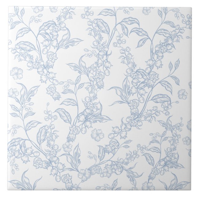Traditional Toile-De-Jouy Chinoiserie Pattern  Ceramic Tile (Front)