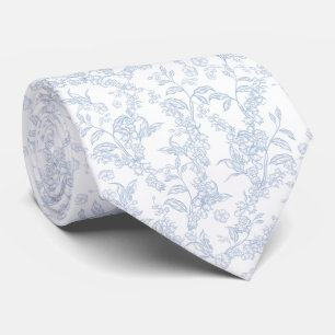 Traditional Toile-De-Jouy Chinoiserie Pattern Neck Tie