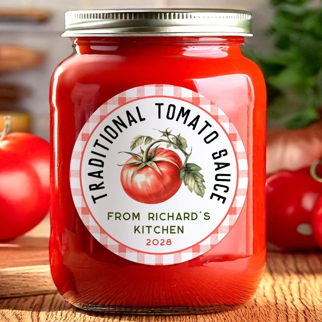 Traditional tomato sauce canning classic round sticker (Creator Uploaded)