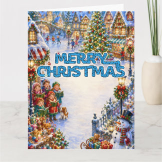 Traditional Town Square Merry Christmas Card