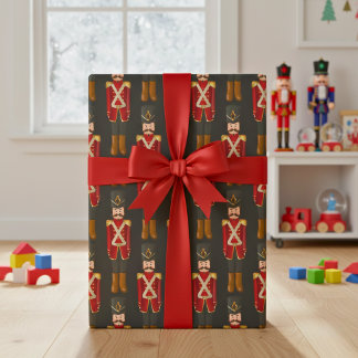 Traditional Toy Soldier Nutcracker Holiday Wrapping Paper