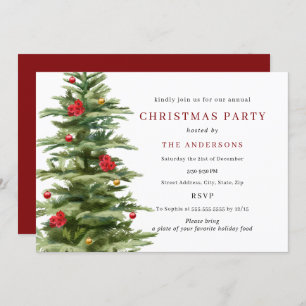 Traditional Tree Decoration Christmas Party Invitation