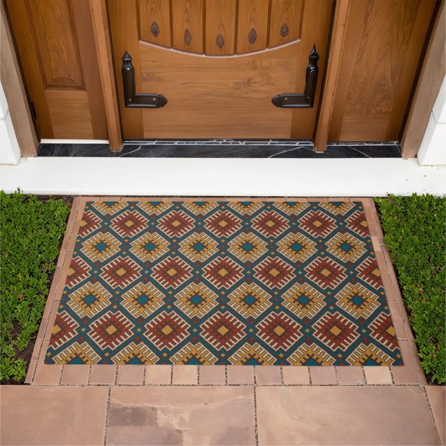 Traditional Tribal Aztec Seamless Native Pattern Doormat (Outdoor)