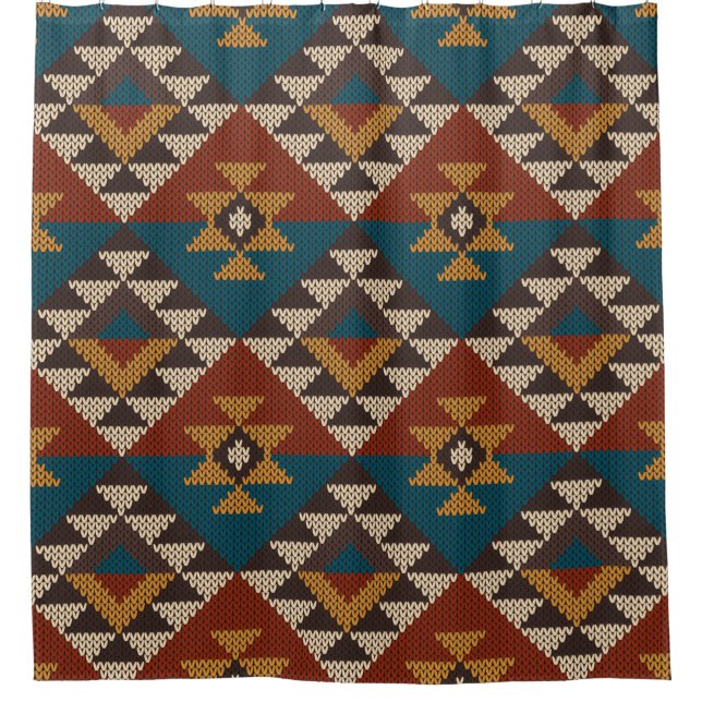 Traditional Tribal Aztec seamless pattern on the w Shower Curtain (Front)