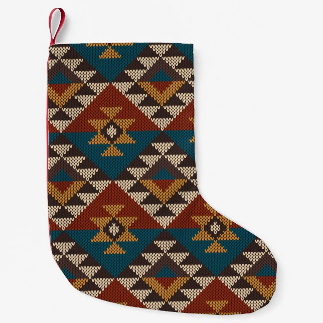 Traditional Tribal Aztec seamless pattern on the w Small Christmas Stocking (Front)