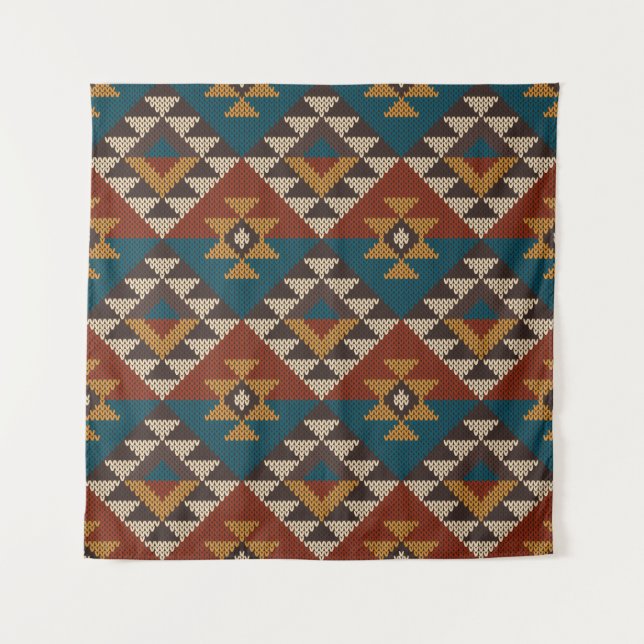 Traditional Tribal Aztec seamless pattern on the w Tapestry (Front)