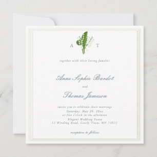 Traditional Triple Embossed Lilly Valley Wedding Invitation