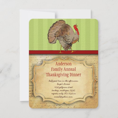 Traditional Turkey Thanksgiving Dinner Invitation