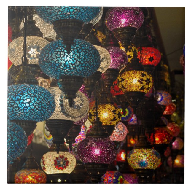 Traditional Turkish lamps Ceramic Tile (Front)