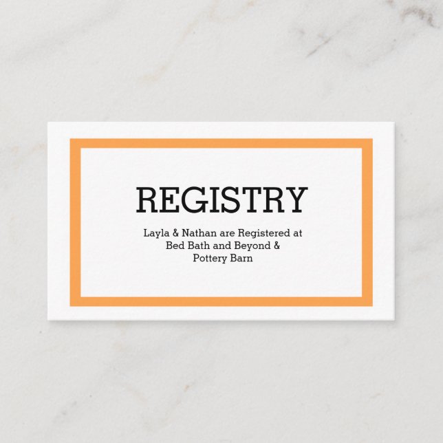 Traditional Typography Wedding Registry Card (Front)