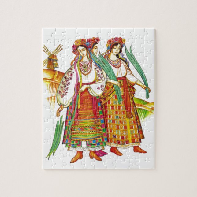 Traditional Ukrainian Dress from Kyivschyna Jigsaw Puzzle (Vertical)