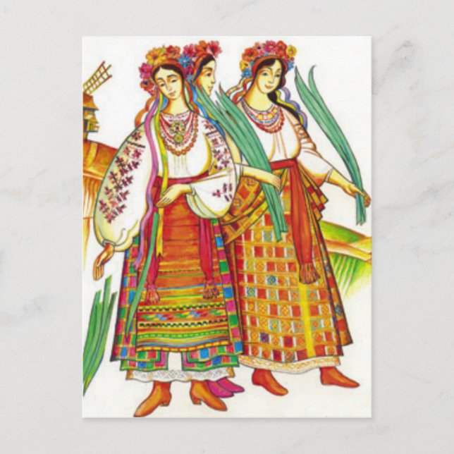 Traditional Ukrainian Dress from Kyivschyna Postcard (Front)