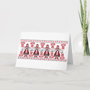 Traditional Ukrainian Embroidery Ukraine Girls Card by Ink_Ribbon at Zazzle