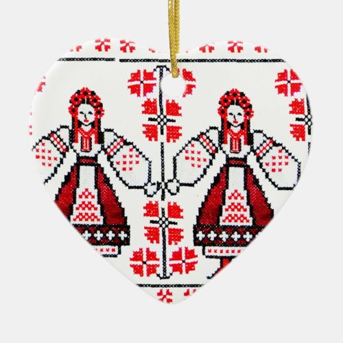 Traditional Ukrainian embroidery ukraine girls Ceramic Ornament