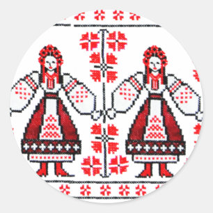 Traditional Ukrainian embroidery ukraine girls Classic Round Sticker
