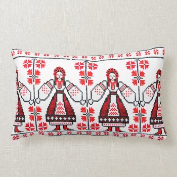 Traditional Ukrainian Embroidery Ukraine Girls Lumbar Pillow by Ink_Ribbon at Zazzle