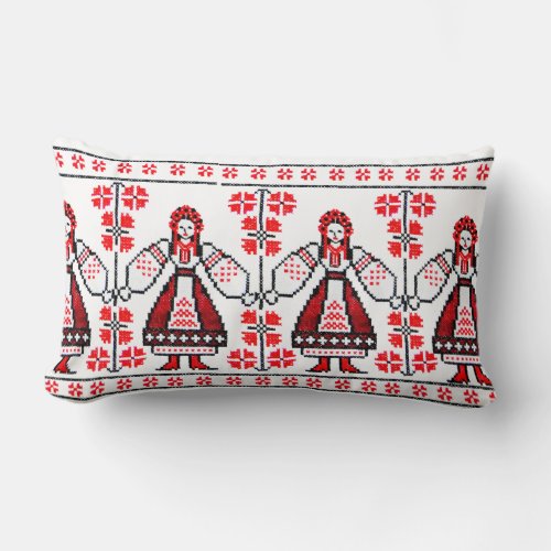 Traditional Ukrainian embroidery ukraine girls Lumbar Pillow
