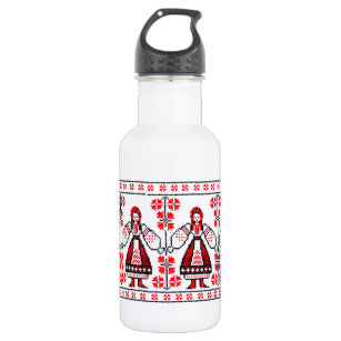 Stitchfolk Personalized 18oz Stainless Steel Water Bottle, Cross Stitch,  White 