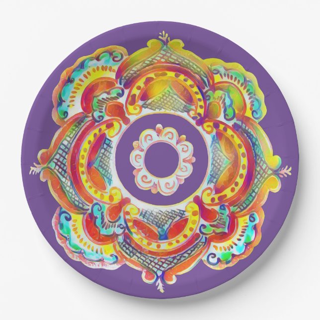 Traditional ukrainian folk decor party plates (Front)