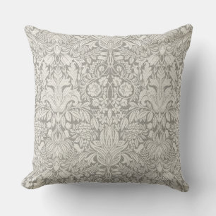 Traditional Understated Formal White Damask Throw Pillow