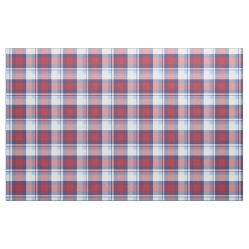 Traditional USA Red White Blue Tartan Pattern Fabric