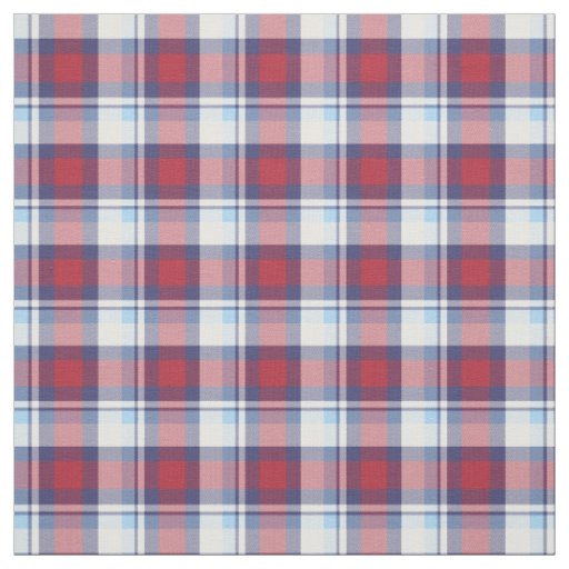 Traditional USA Red White Blue Tartan Pattern Fabric