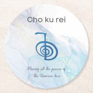 Traditional Usui Reiki Symbol Cho Ku Rei Marble Round Paper Coaster