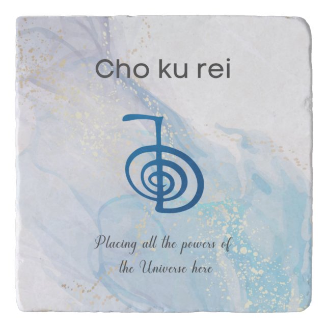 Traditional Usui Reiki Symbol Cho Ku Rei Marble Trivet (Front)
