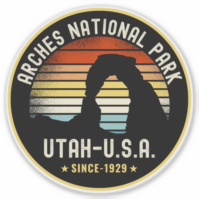 Traditional Utah Sundown at Arches National Park Sticker (Front)