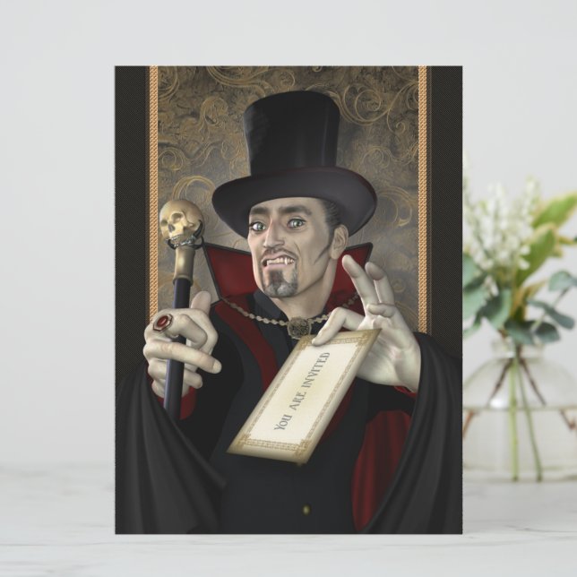 Traditional Vampire Gothic Party Invitations (Standing Front)