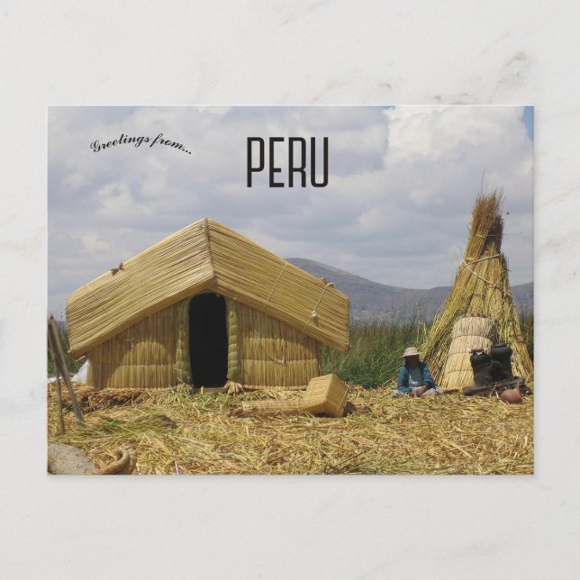 Traditional Village Lake Titicaca Peru Postcard (Front)