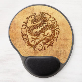 Traditional Vintage and Worn Chinese Dragon Circle Gel Mouse Pad