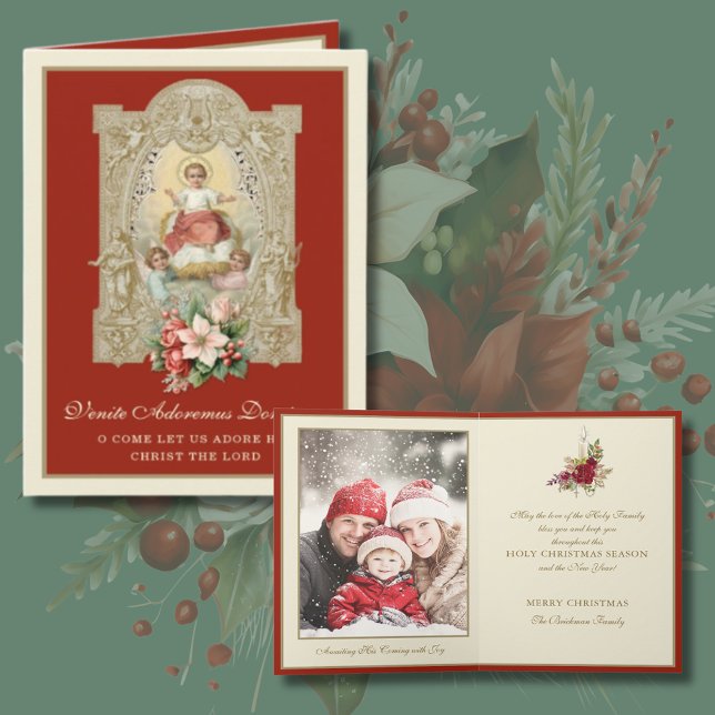 Traditional Vintage Catholic Christmas Photo  Holiday Card (Creator Uploaded)