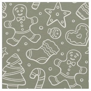 Traditional Vintage Christmas Gingerbread Man Fabric