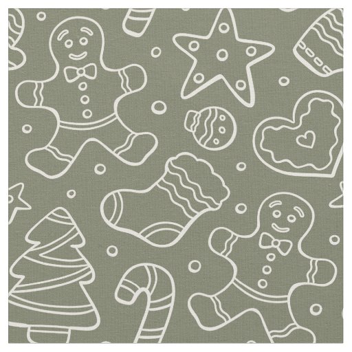Traditional Vintage Christmas Gingerbread Man Fabric