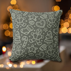 Traditional Vintage Christmas Gingerbread Man Throw Pillow