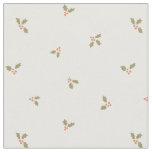 Traditional Vintage Christmas Holly Light Beige Fabric