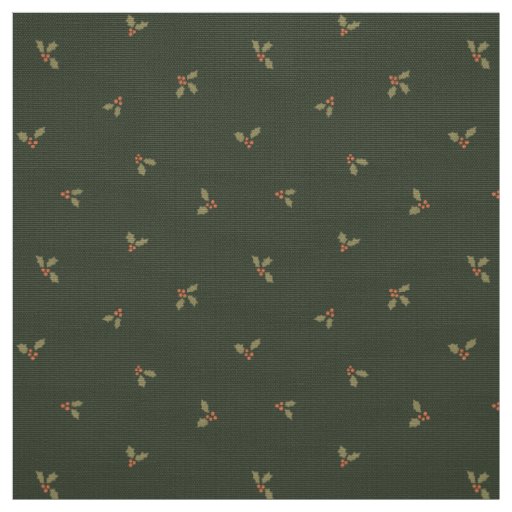 Traditional Vintage Christmas Holly Mistletoe Fabric