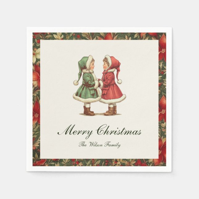 Traditional Vintage Christmas Napkins (Front)