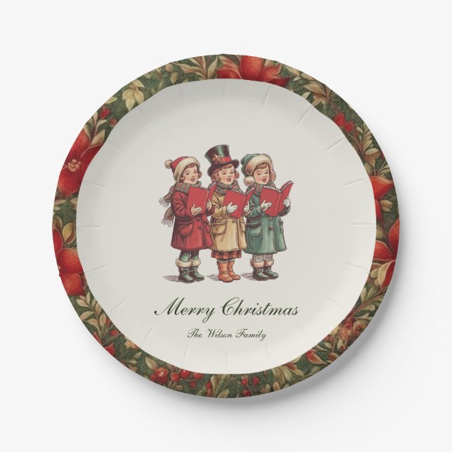 Traditional Vintage Christmas Paper Plates (Front)