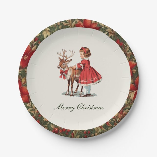 Traditional Vintage Christmas Paper Plates (Front)