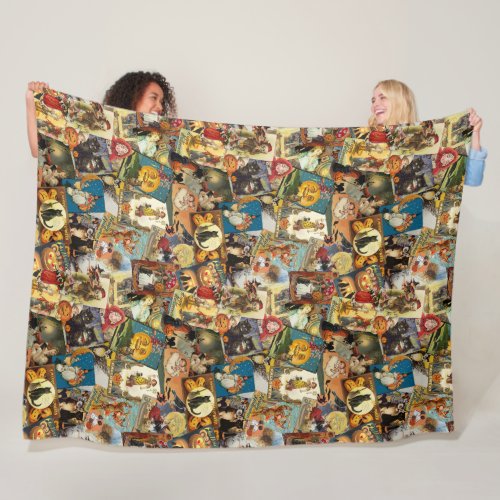 Traditional Vintage Halloween Decoupage Fleece Blanket