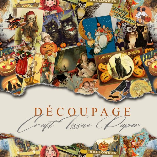 Traditional Vintage Halloween Decoupage Tissue Paper