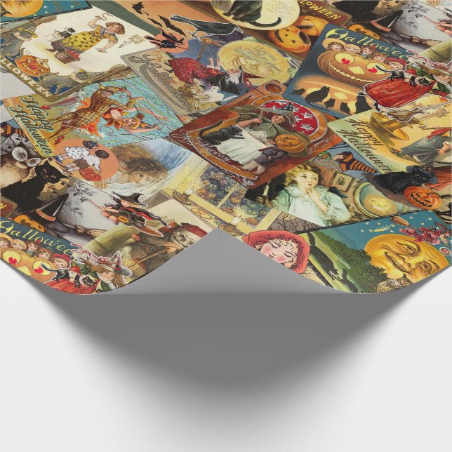 Traditional Vintage Halloween Decoupage Wrapping Paper (Corner)